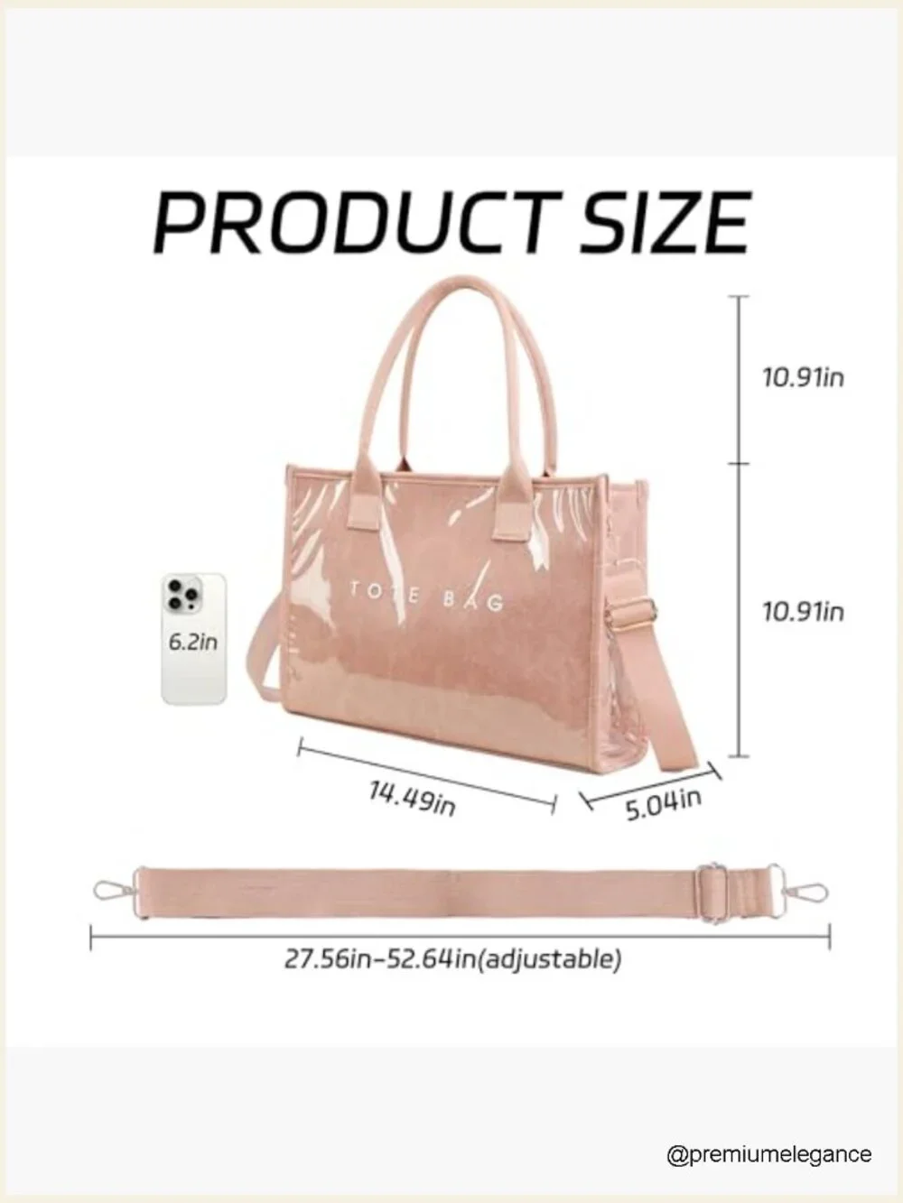 PVC Tote Bag Letters Print Hobo Handbags Kraft Paper Shoulder Bag Work Travel